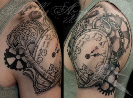 Holly Azzara - Black and Gray Pocket Watch with Gears